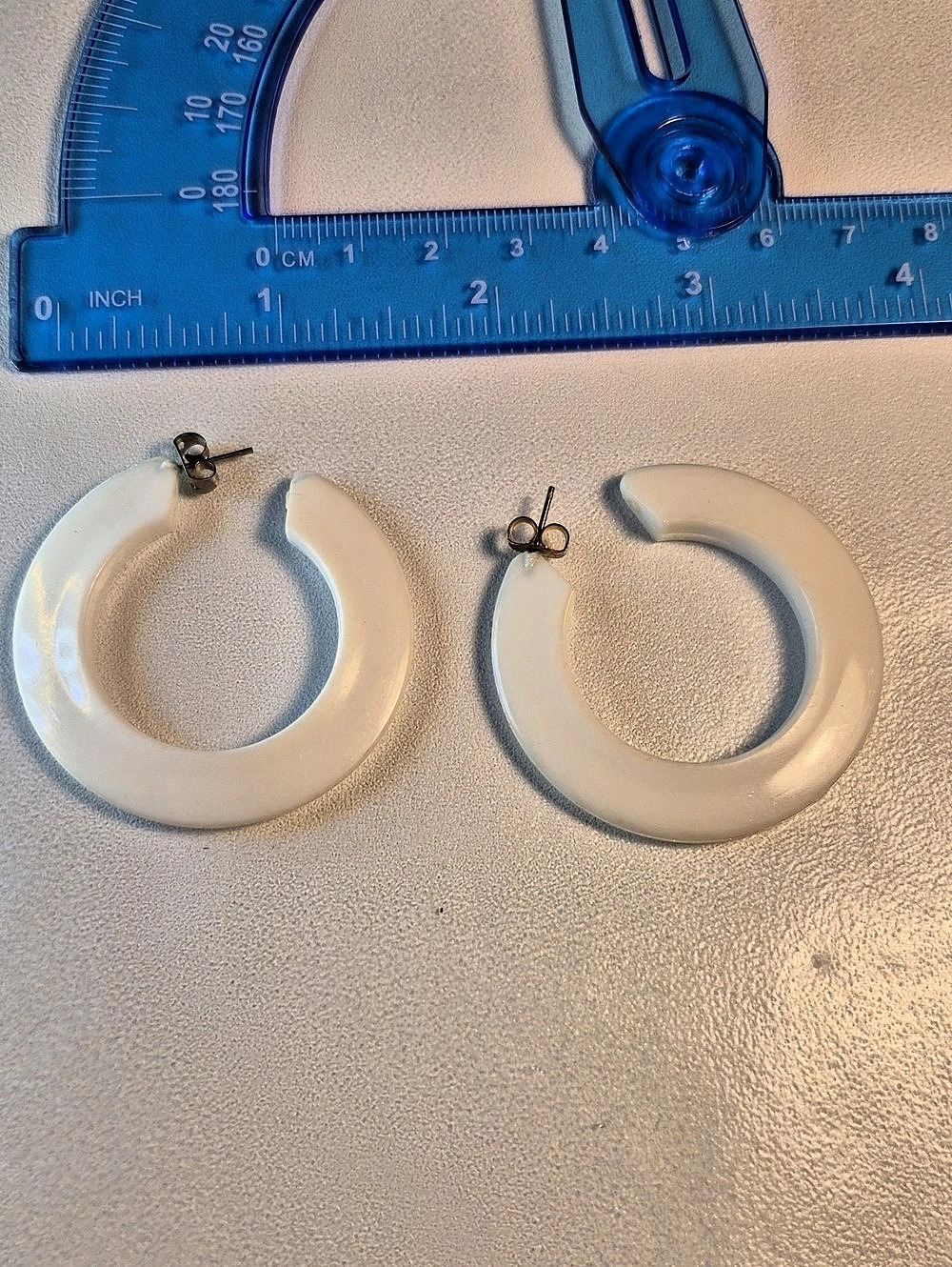 White Hoop Earrings